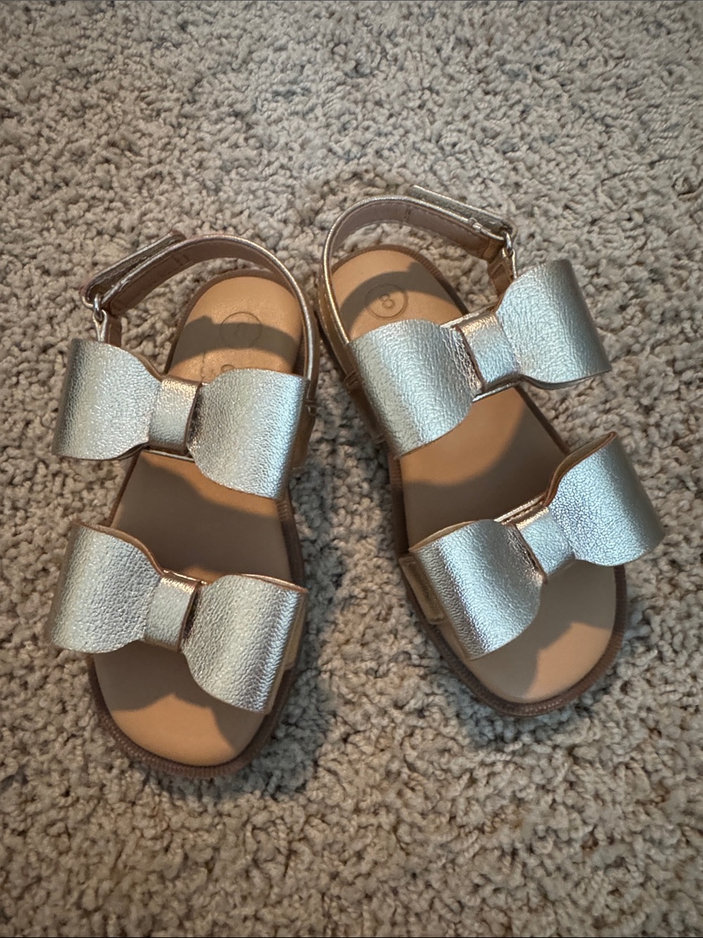 Cat & Jack Metallic Silver Bow Strap Sandals